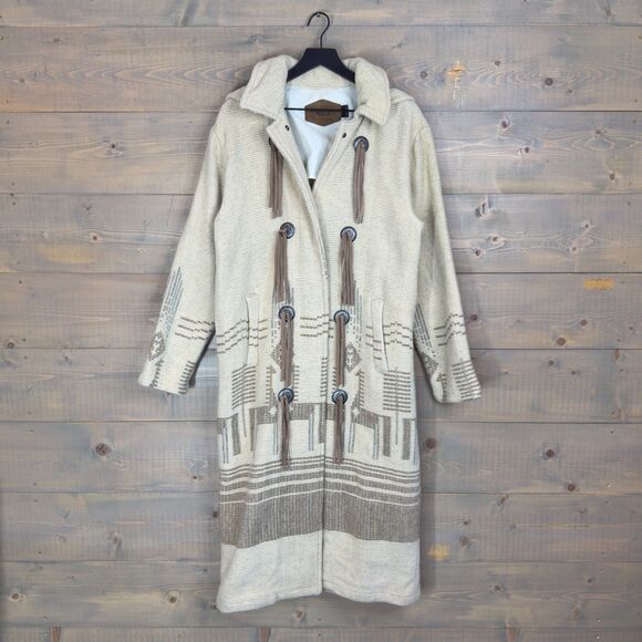 Vintage Woolrich Southwestern Style Wool & Mohair Blanket Coat Women's Medium - Picture 1 of 7